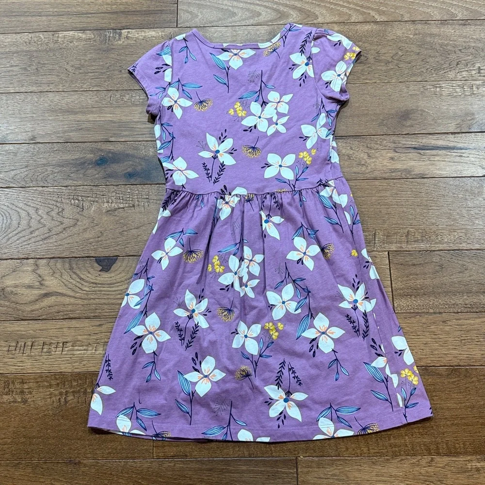 Carter’s Kid Girls Short-Sleeve Flowered Purple Dress - Size 10/10A